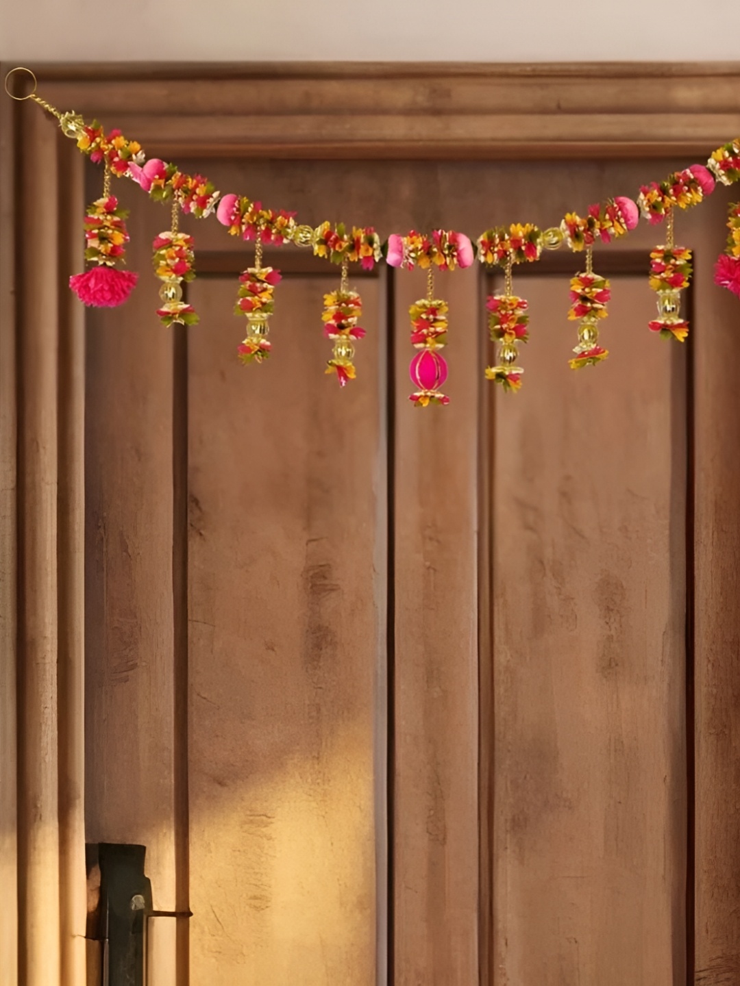 

THE HOME CO. Pink & Yellow Vibrant Floral Festive Toran