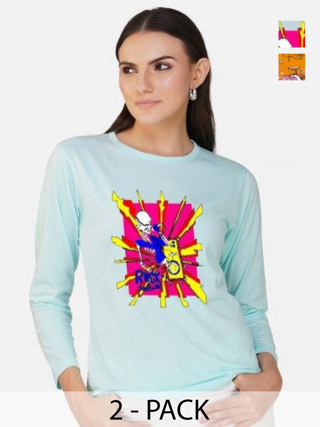 

Metronaut Women 2 Printed Bio Finish Applique T-shirt, Mustard