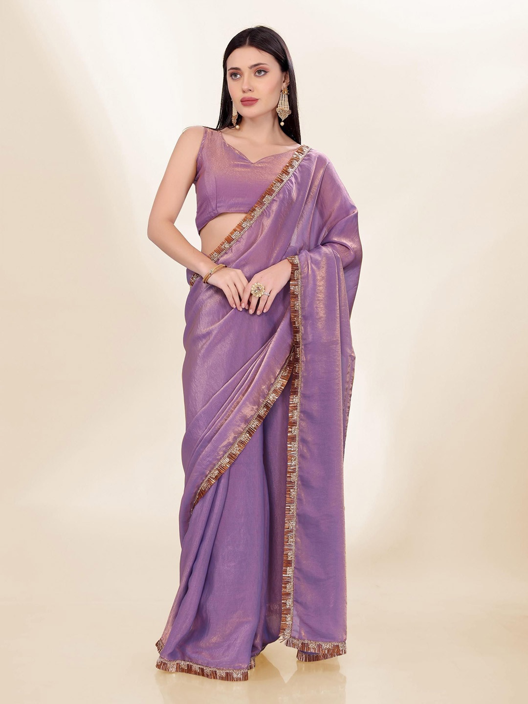 

VAIRAGEE Embroidered Designer Saree, Lavender