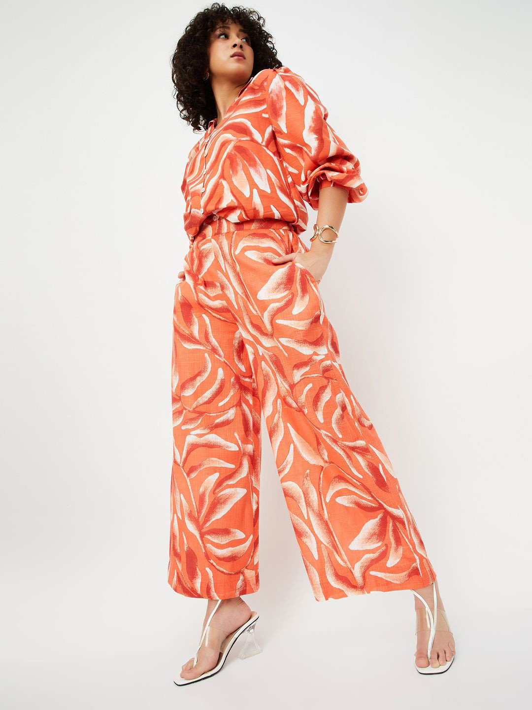 

max Women Floral Printed Palazzos, Orange