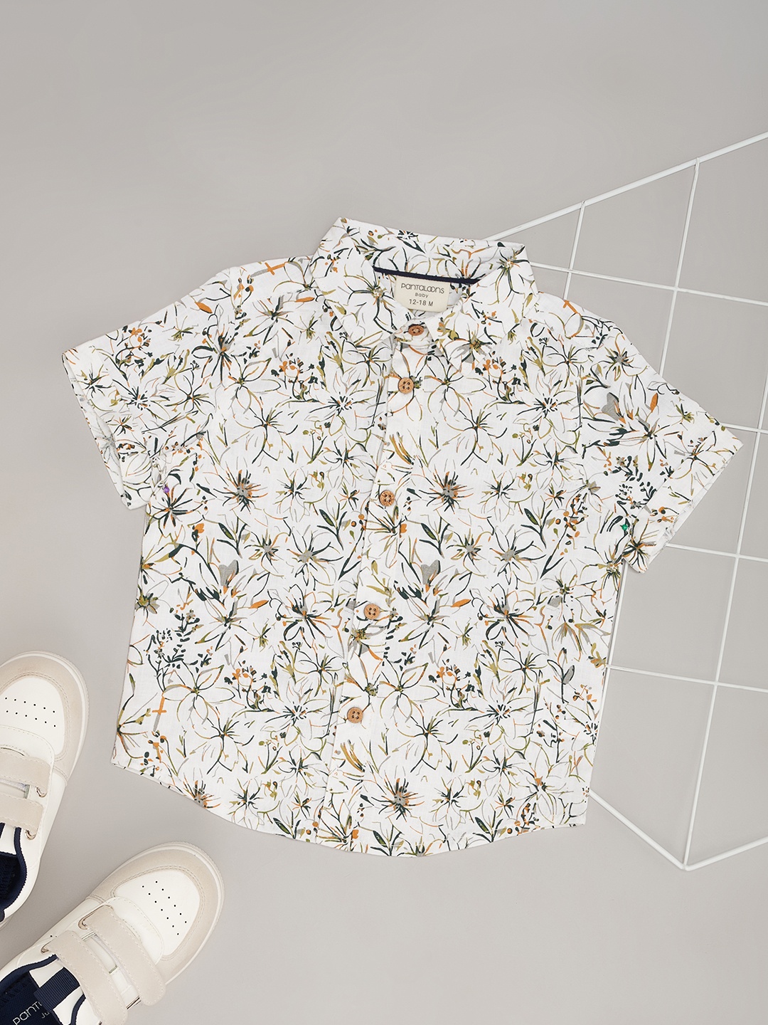 

Pantaloons Baby Boys Floral Opaque Printed Casual Shirt, White