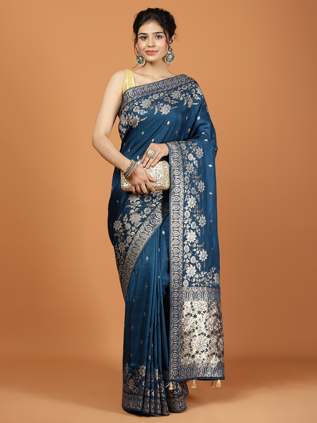 

Meena Bazaar Art Silk Saree, Blue