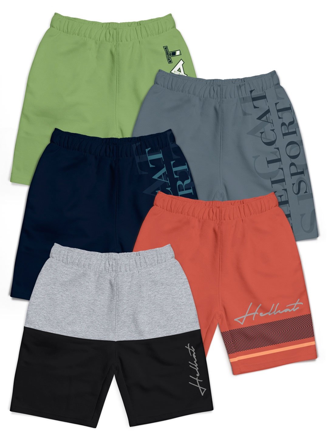 

HELLCAT Boys Typography Printed Shorts, Grey melange
