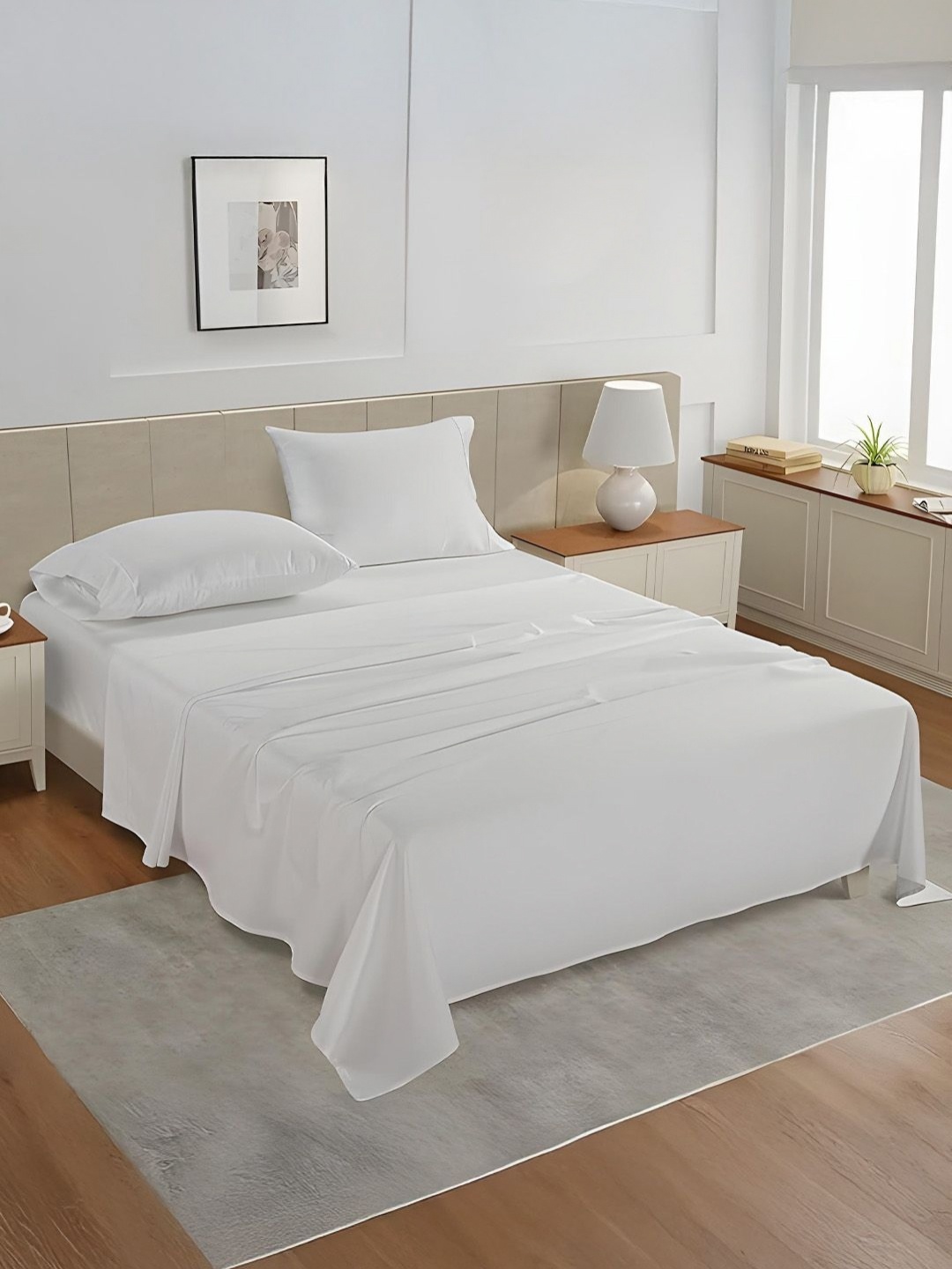 

LANE LINEN White King Bedsheet with 2 Pillow Covers