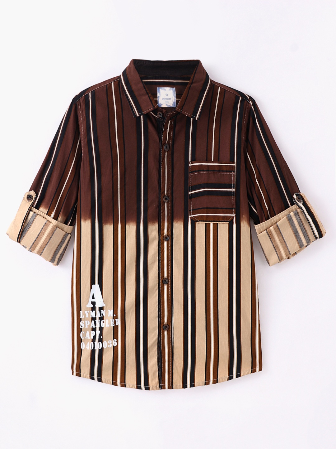 

Infinity Boys Opaque Striped Casual Shirt, Brown