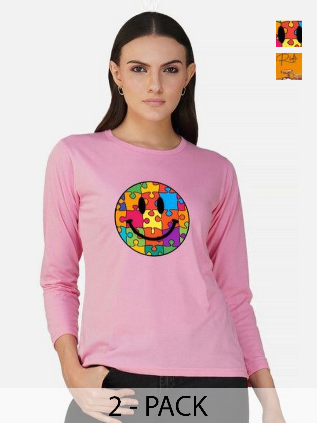 

Metronaut Women 2 Printed Bio Finish Applique T-shirt, Mustard