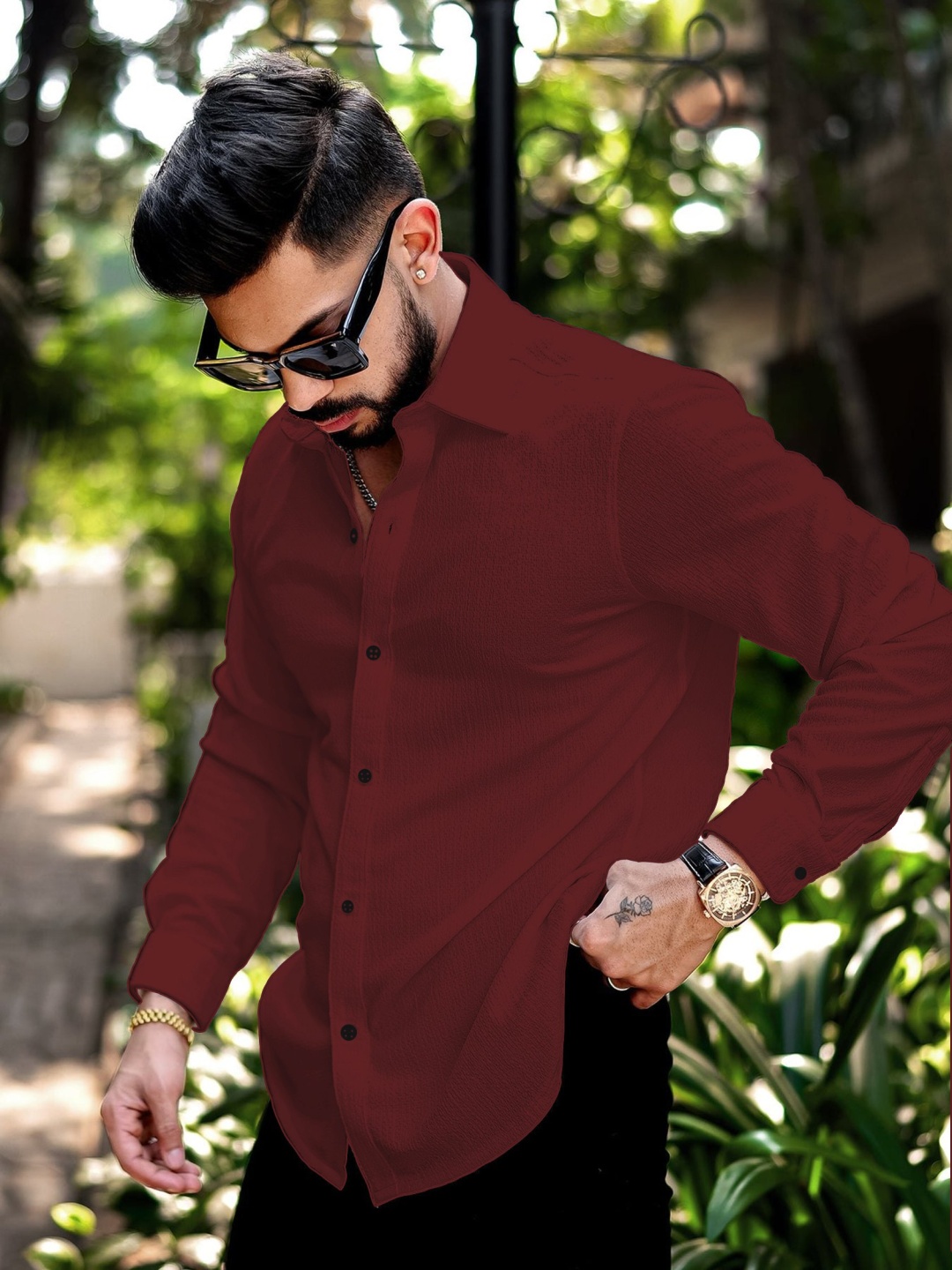 

MARMIC FAB Men Comfort Slim Fit Opaque Casual Shirt, Maroon