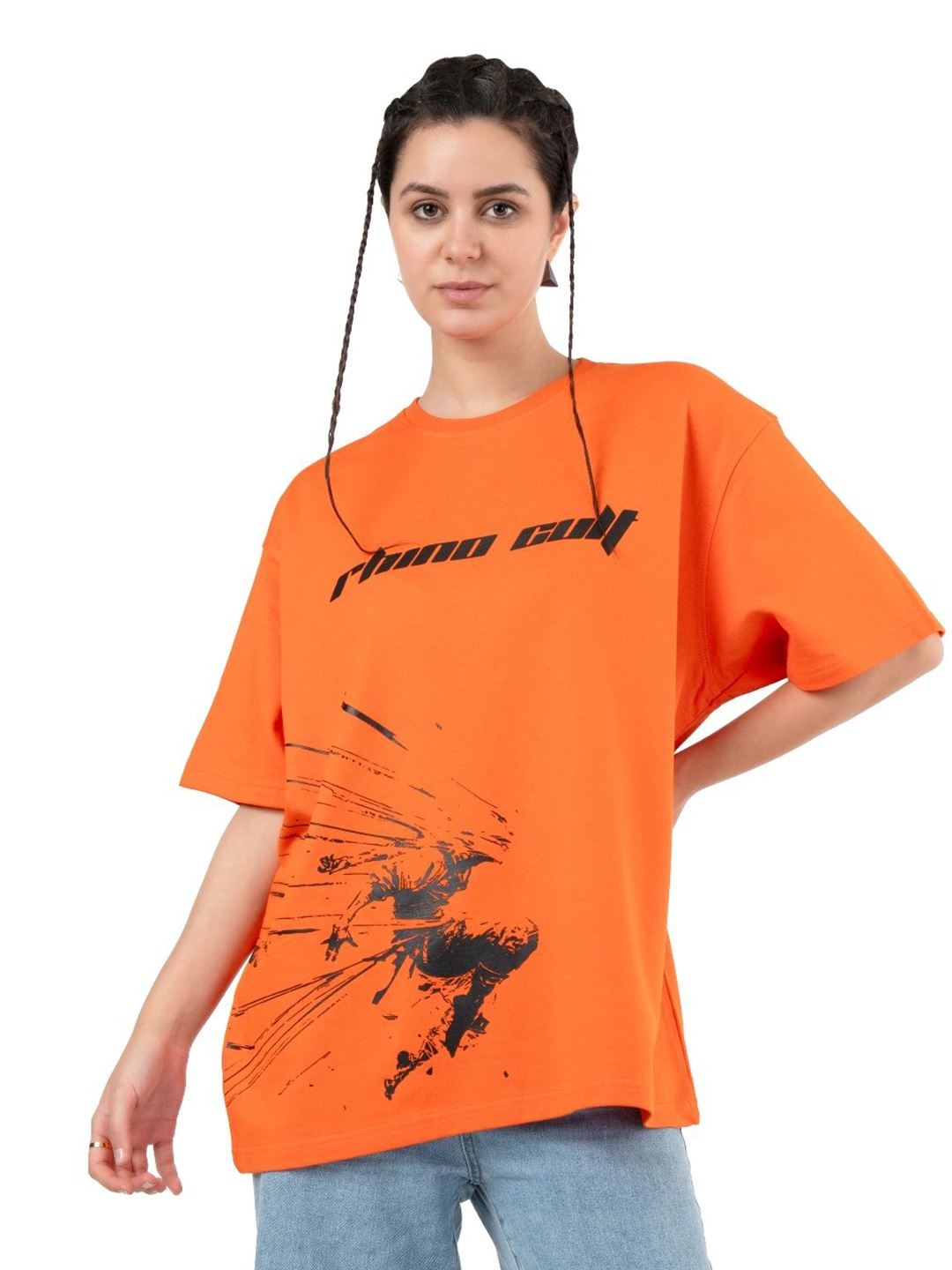 

RHINO CULT Women Hooded T-shirt, Orange