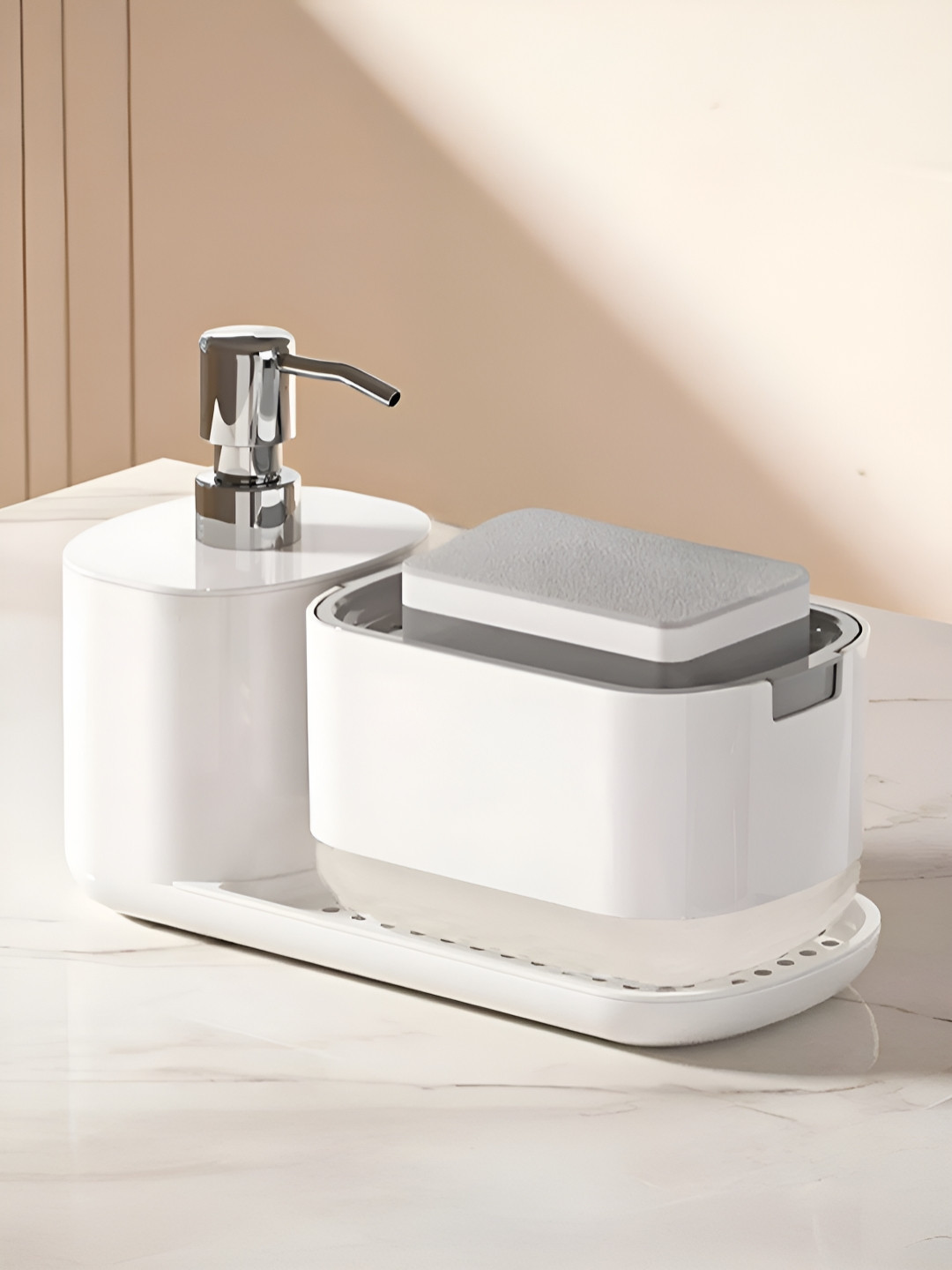 

The Better Home White 2 piece Solid Plastic Soap Dispenser