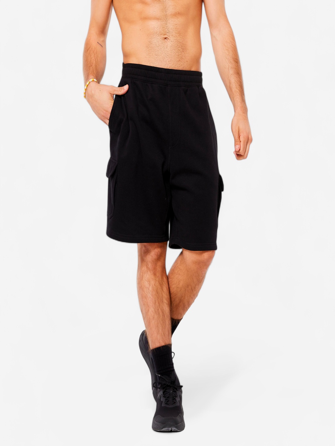 

Domyos By Decathlon Men's Fleece Cargo Shorts, Black