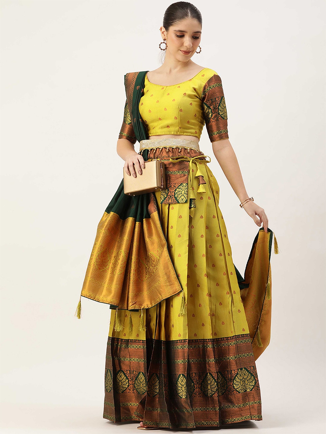 

Payu Semi-Stitched Lehenga & Unstitched Blouse With Dupatta, Yellow