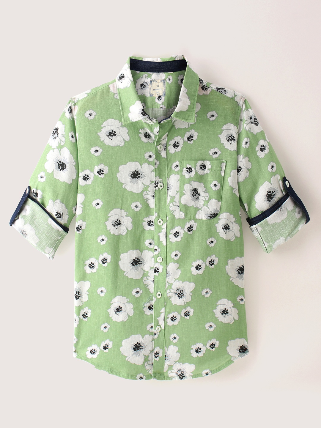 

Infinity Boys Opaque Printed Casual Shirt, Green