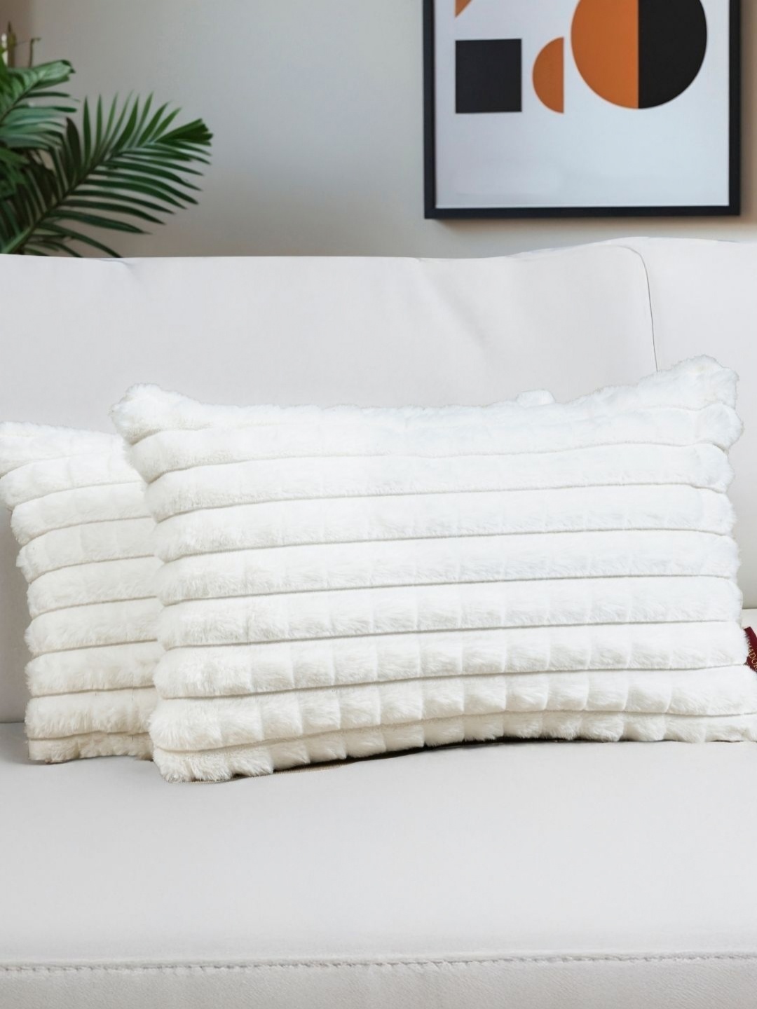 

HOMADORN White Set of 2 Checked Rectangle Cushion Covers