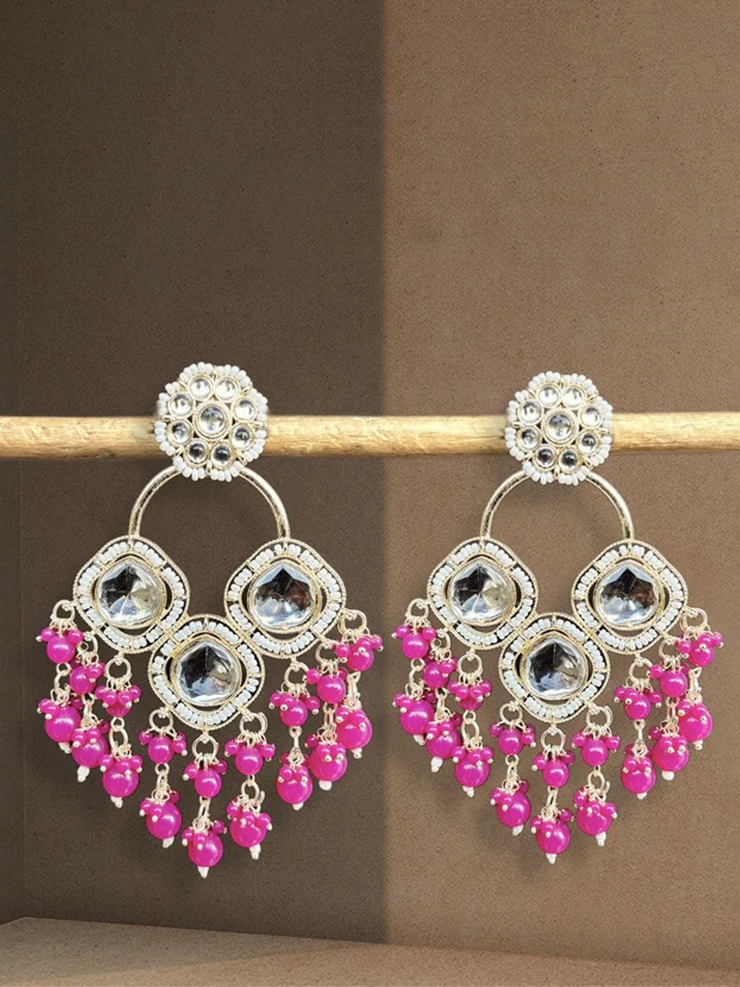 

TANLOOMS Contemporary Chandbalis Earrings, Pink