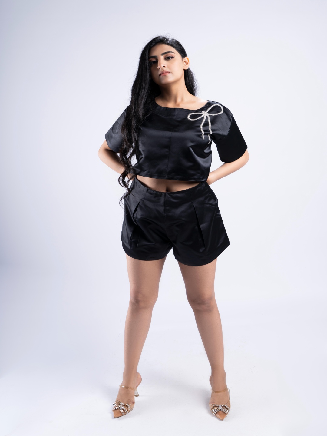 

MISROMA Crop Top With Skirt Co-Ords, Black
