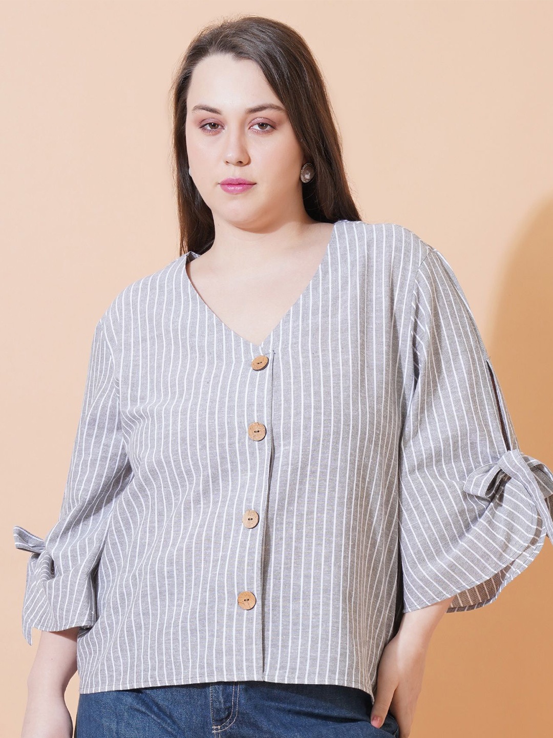 

Sztori Striped Cotton Top, Grey