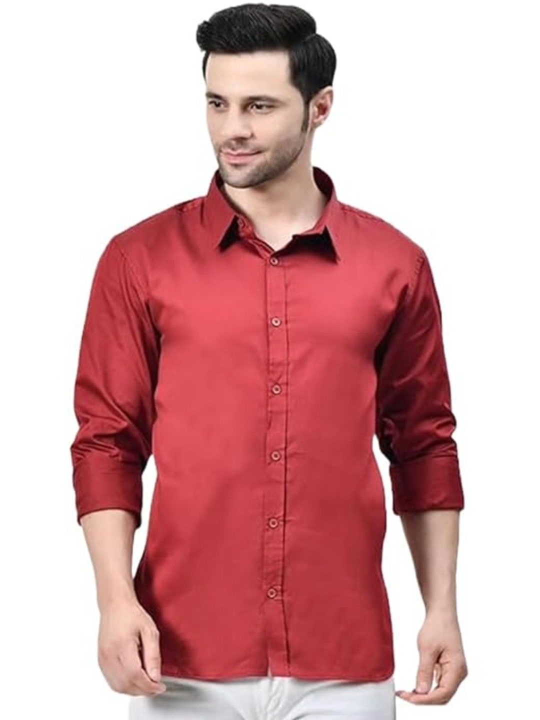 

OWL MINK Men Comfort Slim Fit Opaque Casual Shirt, Maroon