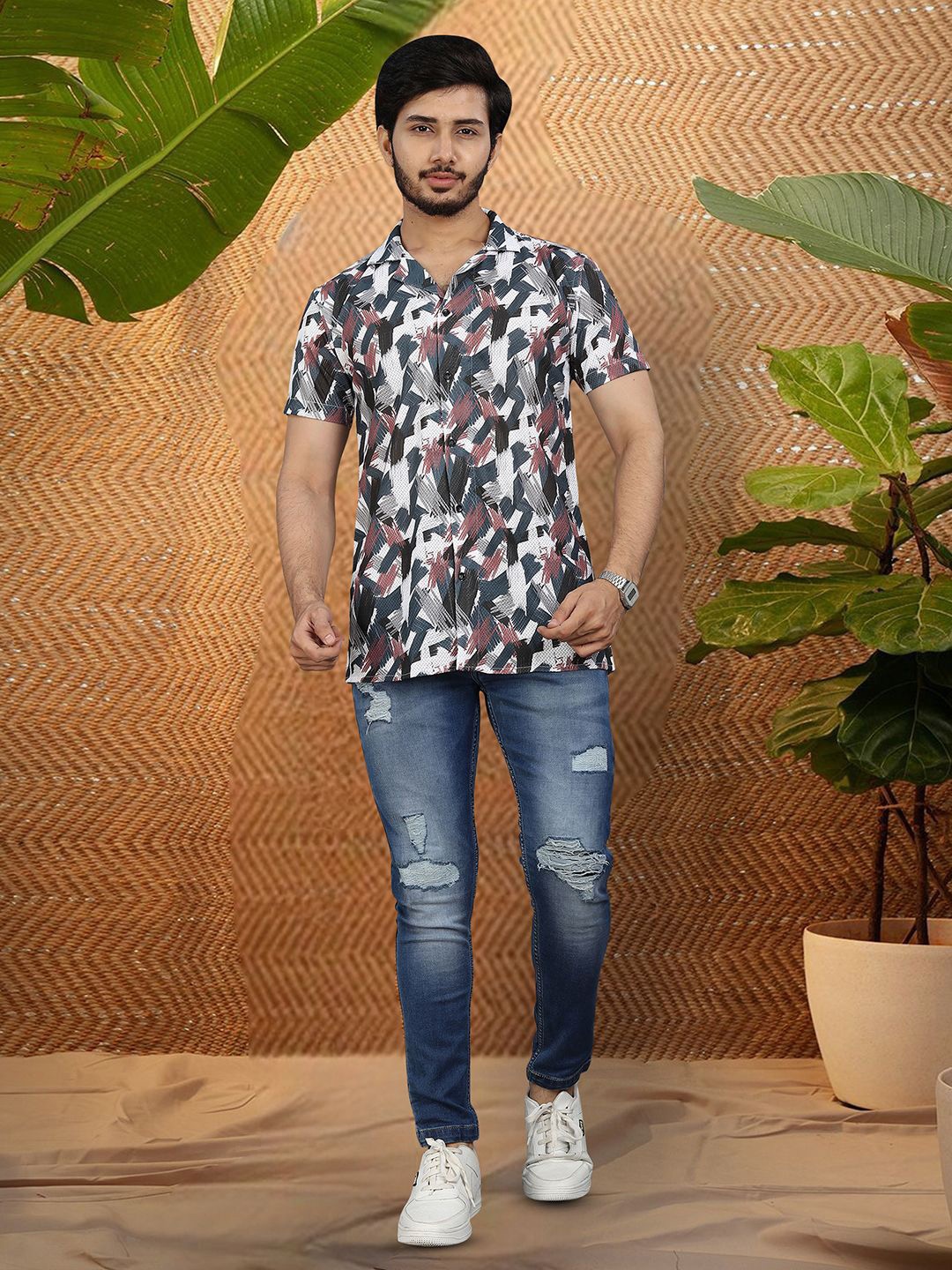 

Moda Rapido Men Original Opaque Printed Casual Shirt, Multi