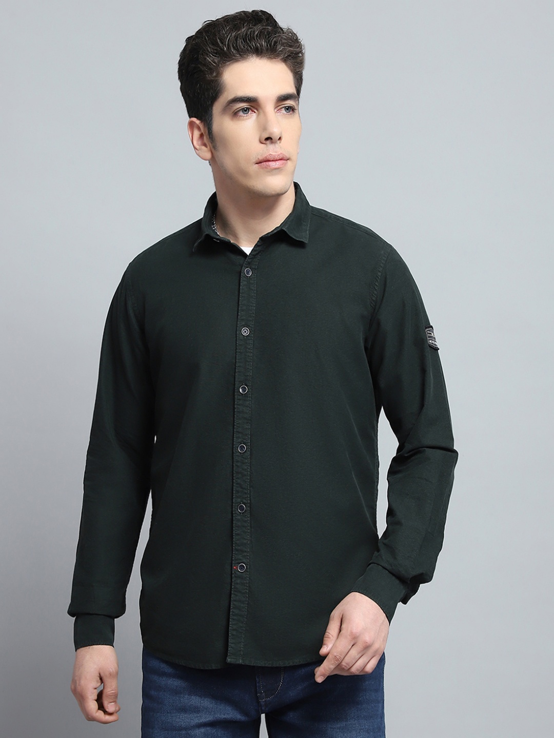 

Monte Carlo Men Opaque Casual Shirt, Olive