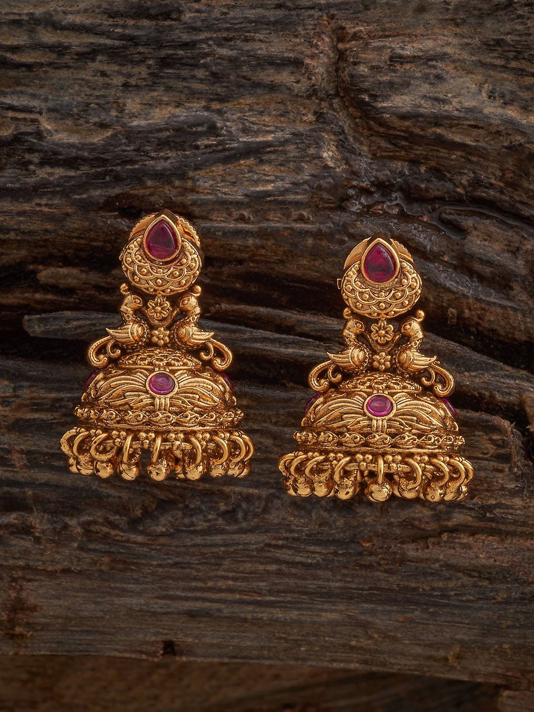 

Kushal's Fashion Jewellery Dome Shaped Jhumkas Earrings, Red