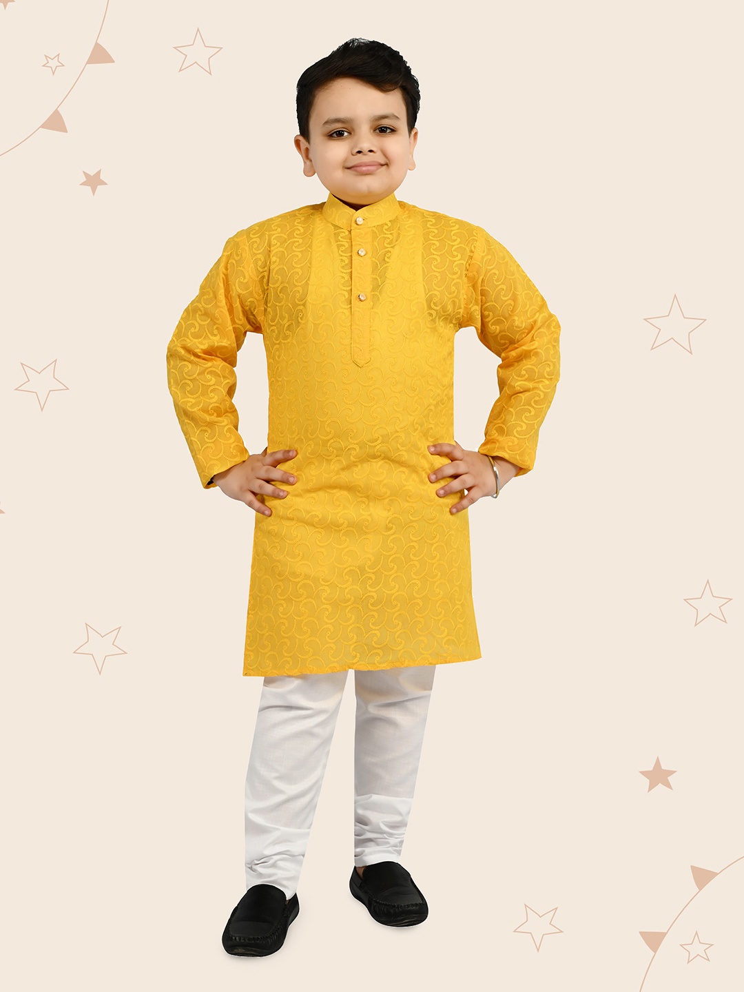 

Kidotsav Boys Regular Kurta with Pyjamas, Yellow