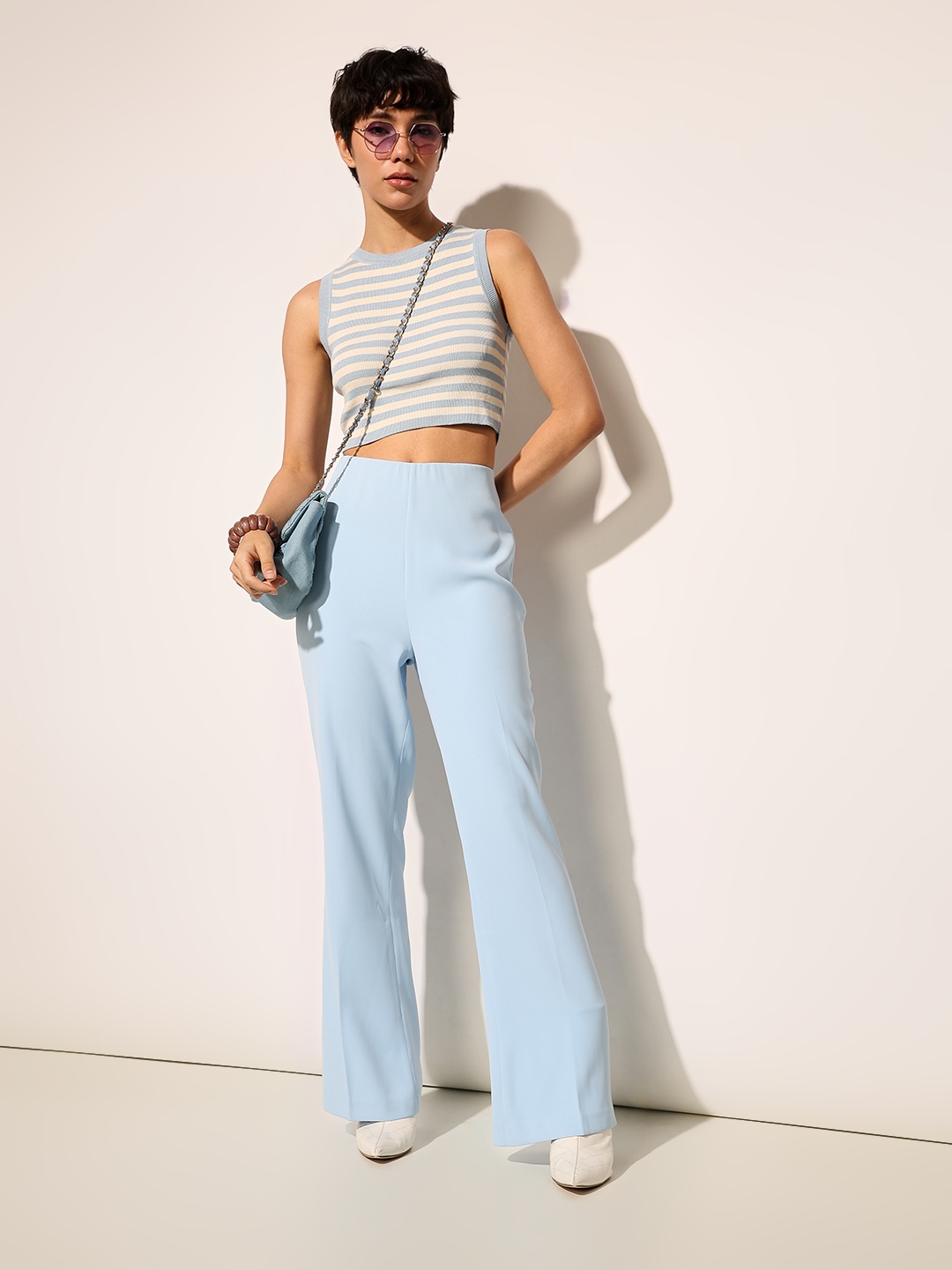 

ONLY Women Flared High-Rise Trousers, Blue