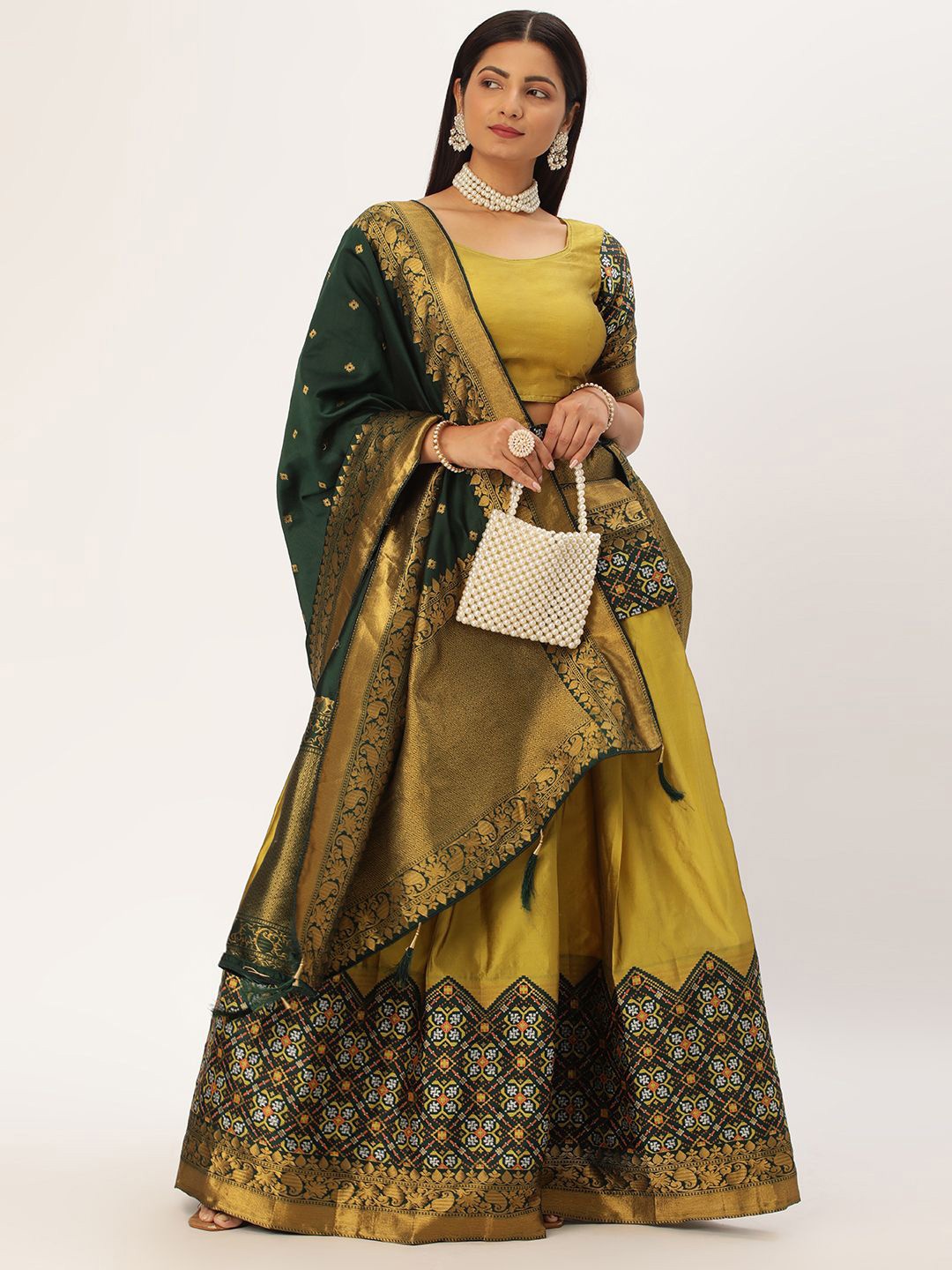 

Payu Semi-Stitched Lehenga & Unstitched Blouse With Dupatta, Yellow