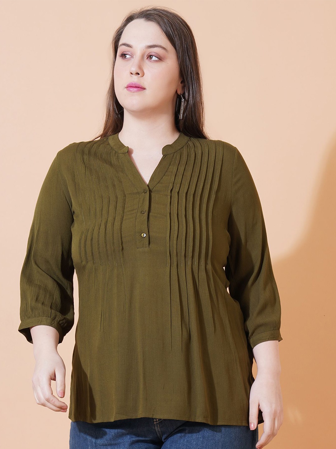 

Sztori Mandarin Collar Longline Top, Brown