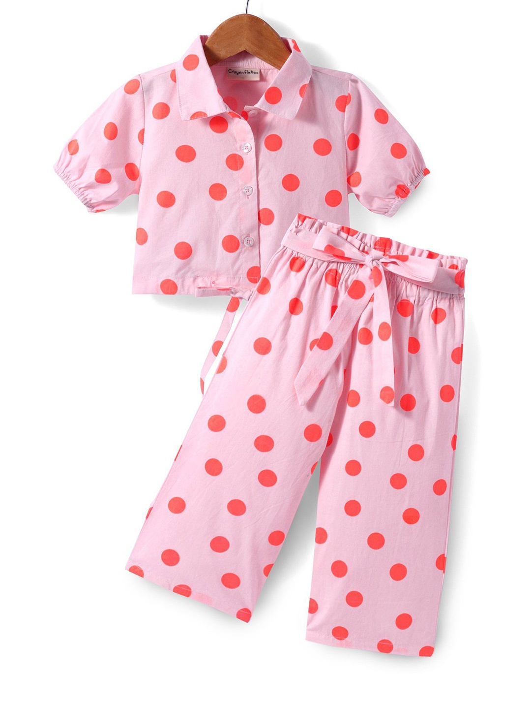

CrayonFlakes Girls Printed Top with Palazzos, Pink