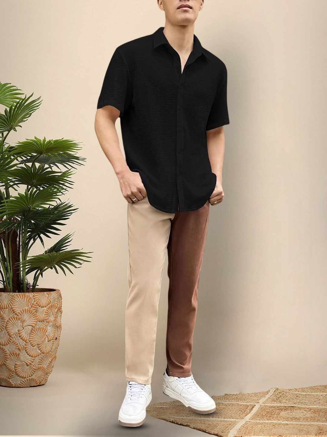 

Moda Rapido Men Original Opaque Casual Shirt, Black