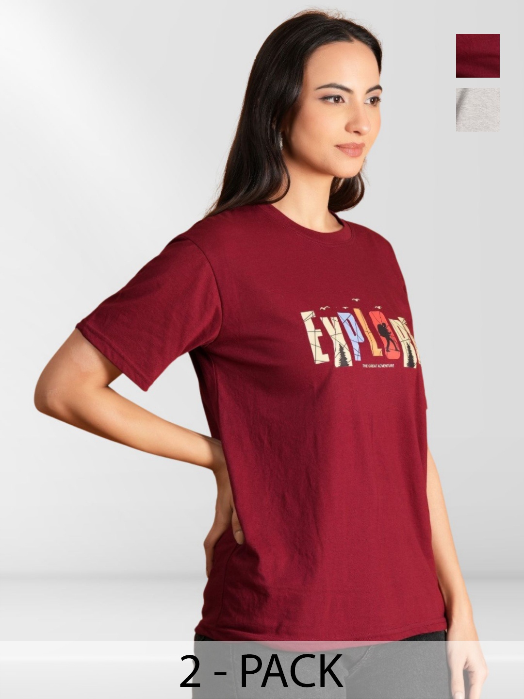 

NEYSA Women Typography 2 Printed Applique T-shirt, Multi