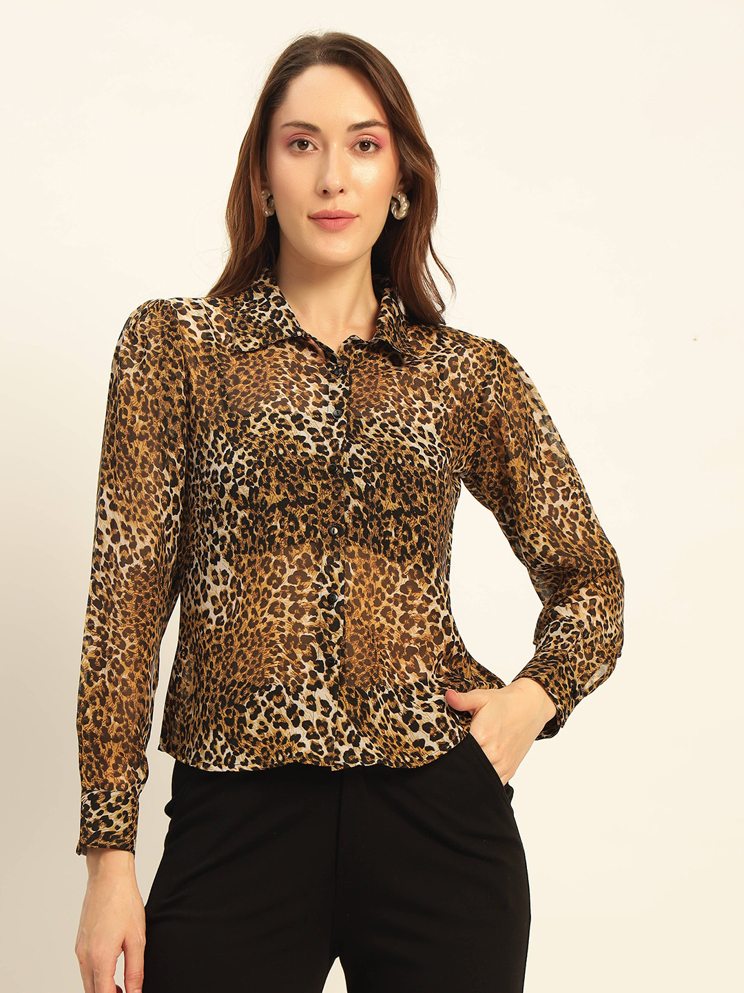 

Chemistry Women Premium Floral Semi Sheer Printed Party Shirt, Yellow