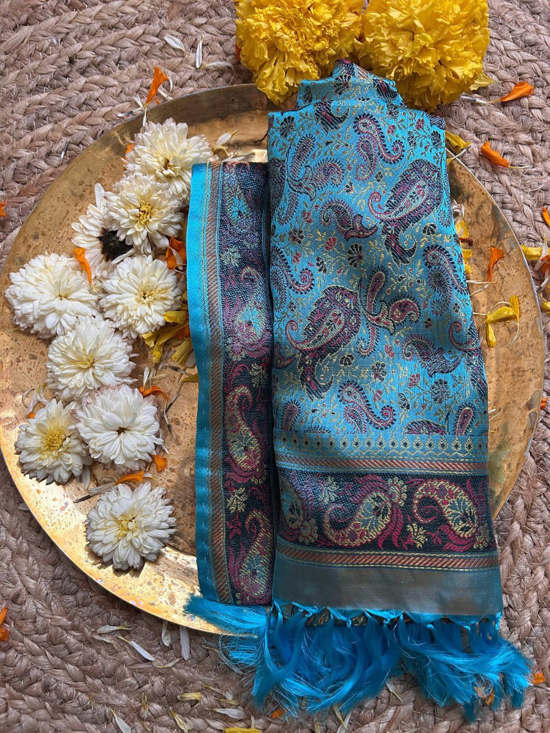 

Weave Owl Women Woven Design Stole, Blue