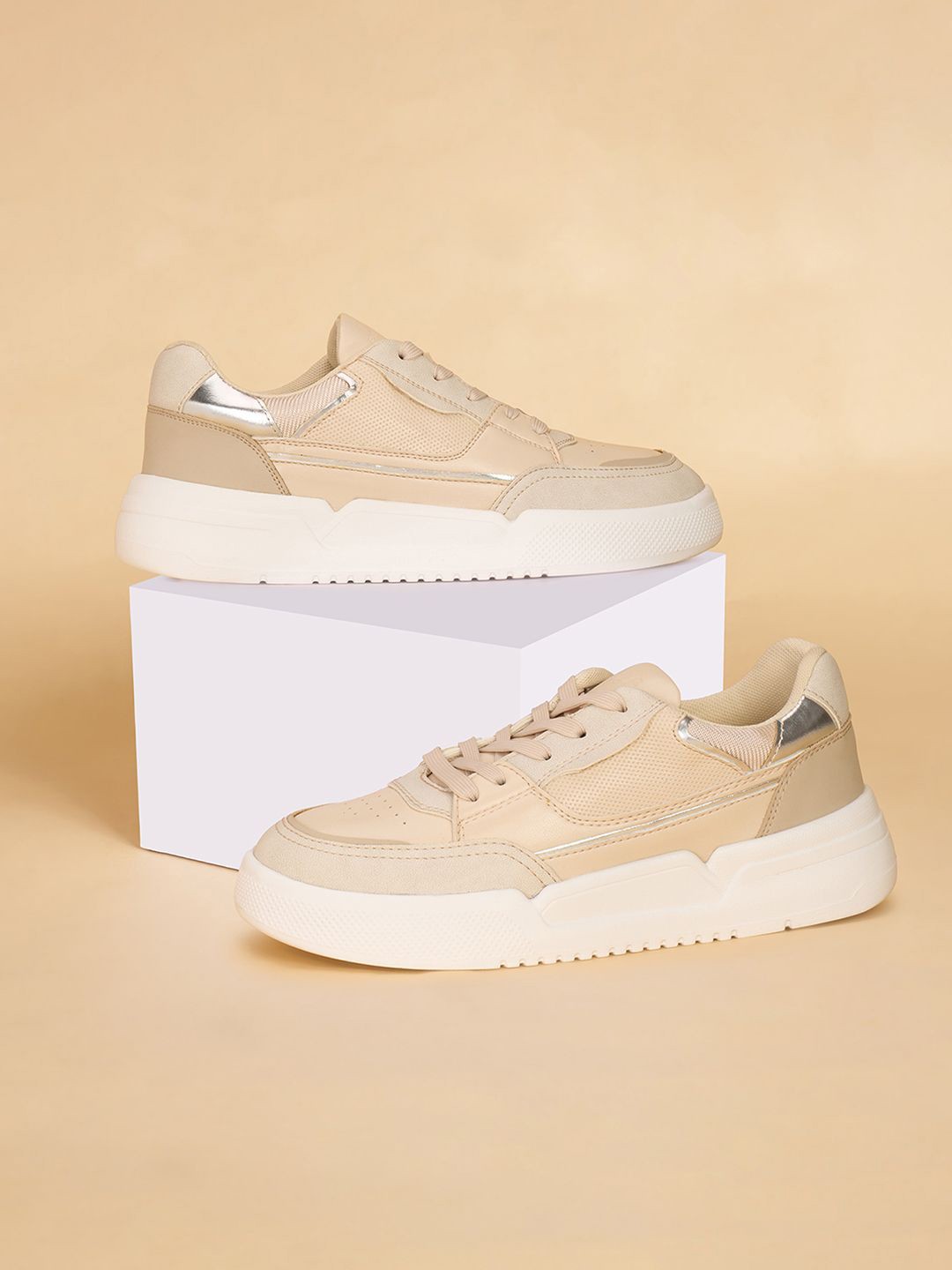 

Forever Glam by Pantaloons Women PU Sneakers, Beige