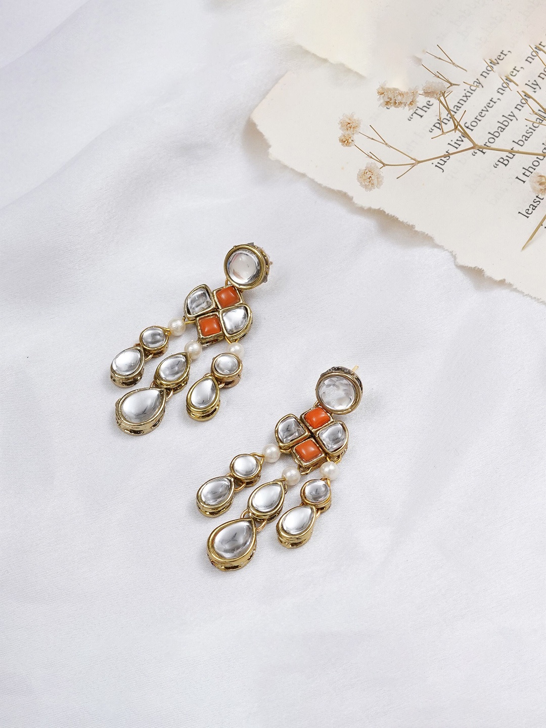 

BeAbhika Contemporary Drop Earrings, Orange