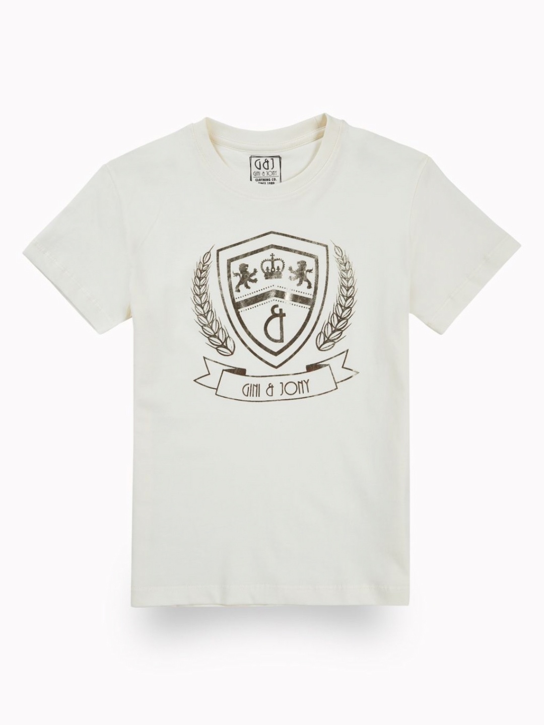 

Gini and Jony Boys Printed Raw Edge T-shirt, Off white