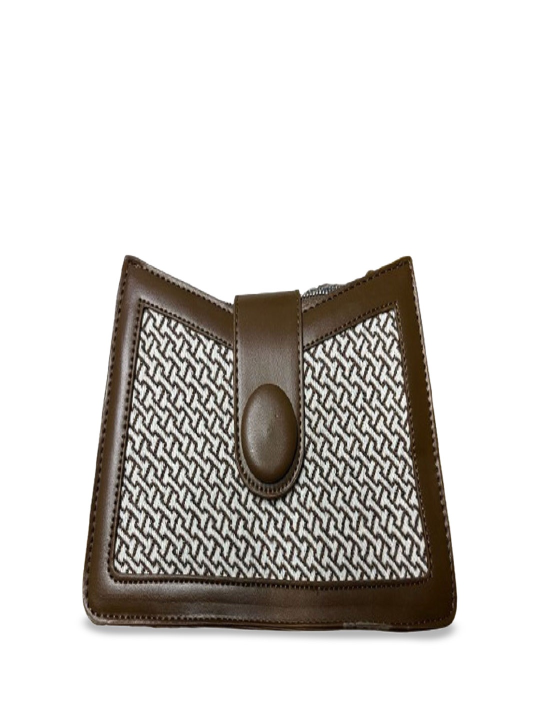 

CLUES HUBB PU Structured Sling Bag with Cut Work, Brown