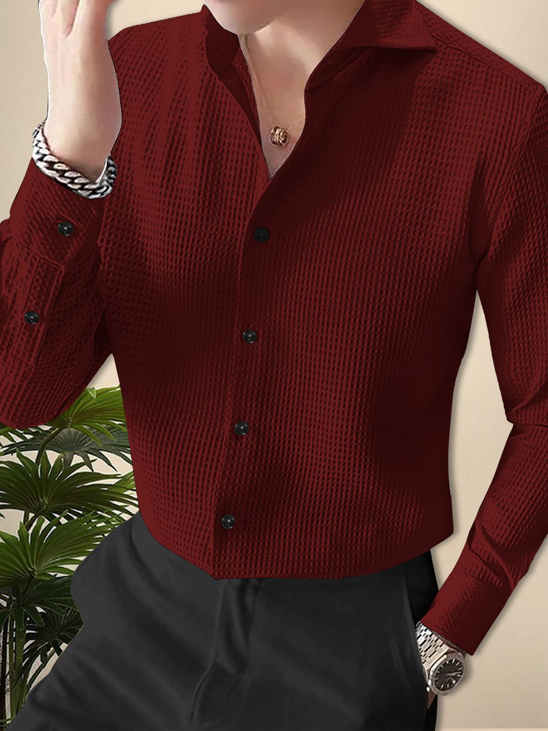 

Moda Rapido Men Original Opaque Casual Shirt, Maroon