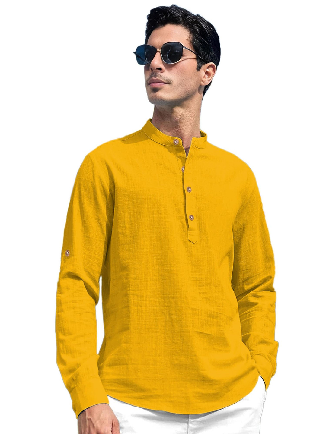 

Amrit Topwear Men Relaxed Slim Fit Opaque Casual Shirt, Yellow
