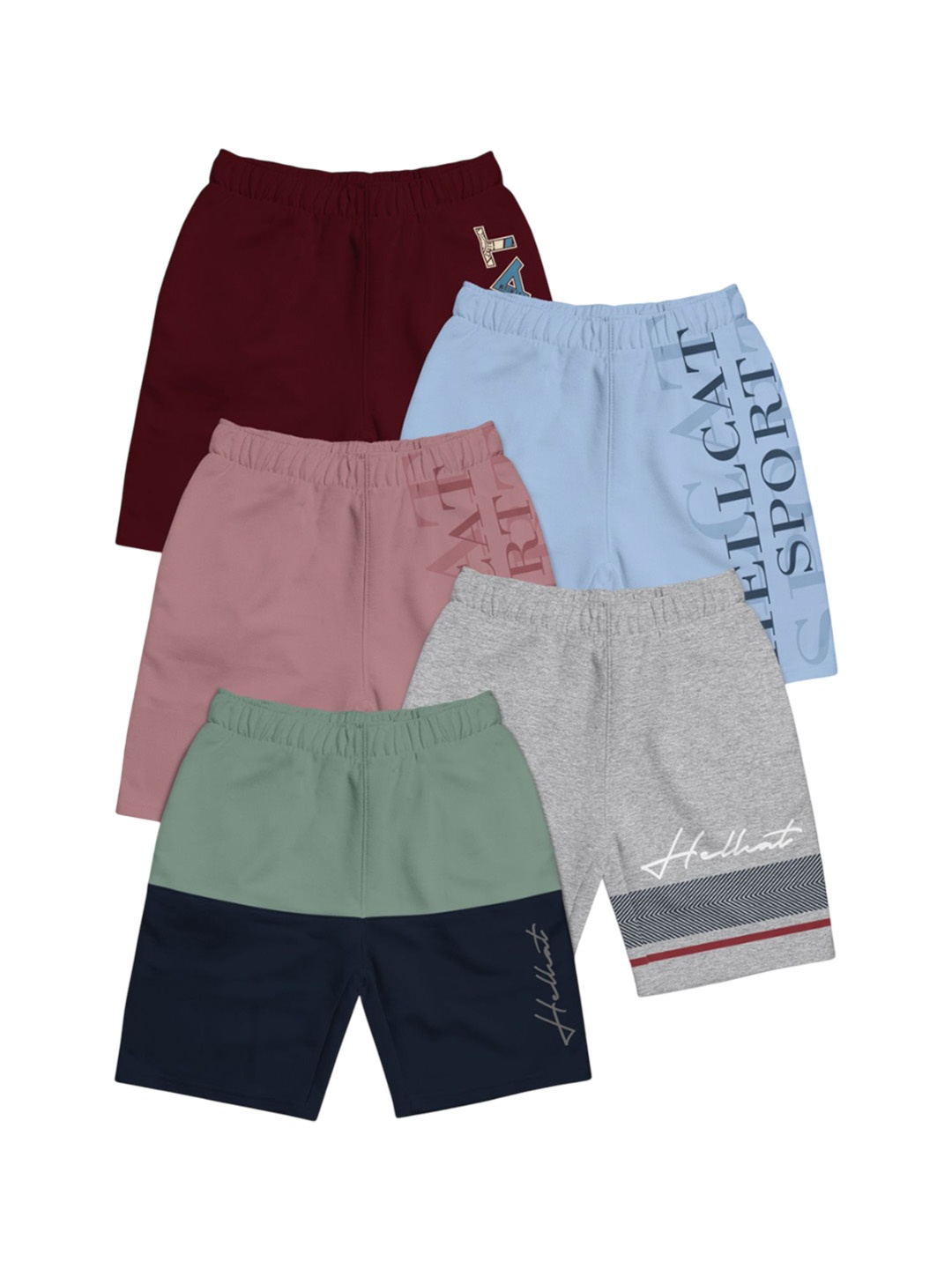 

HELLCAT Boys Typography Printed Shorts, Pink