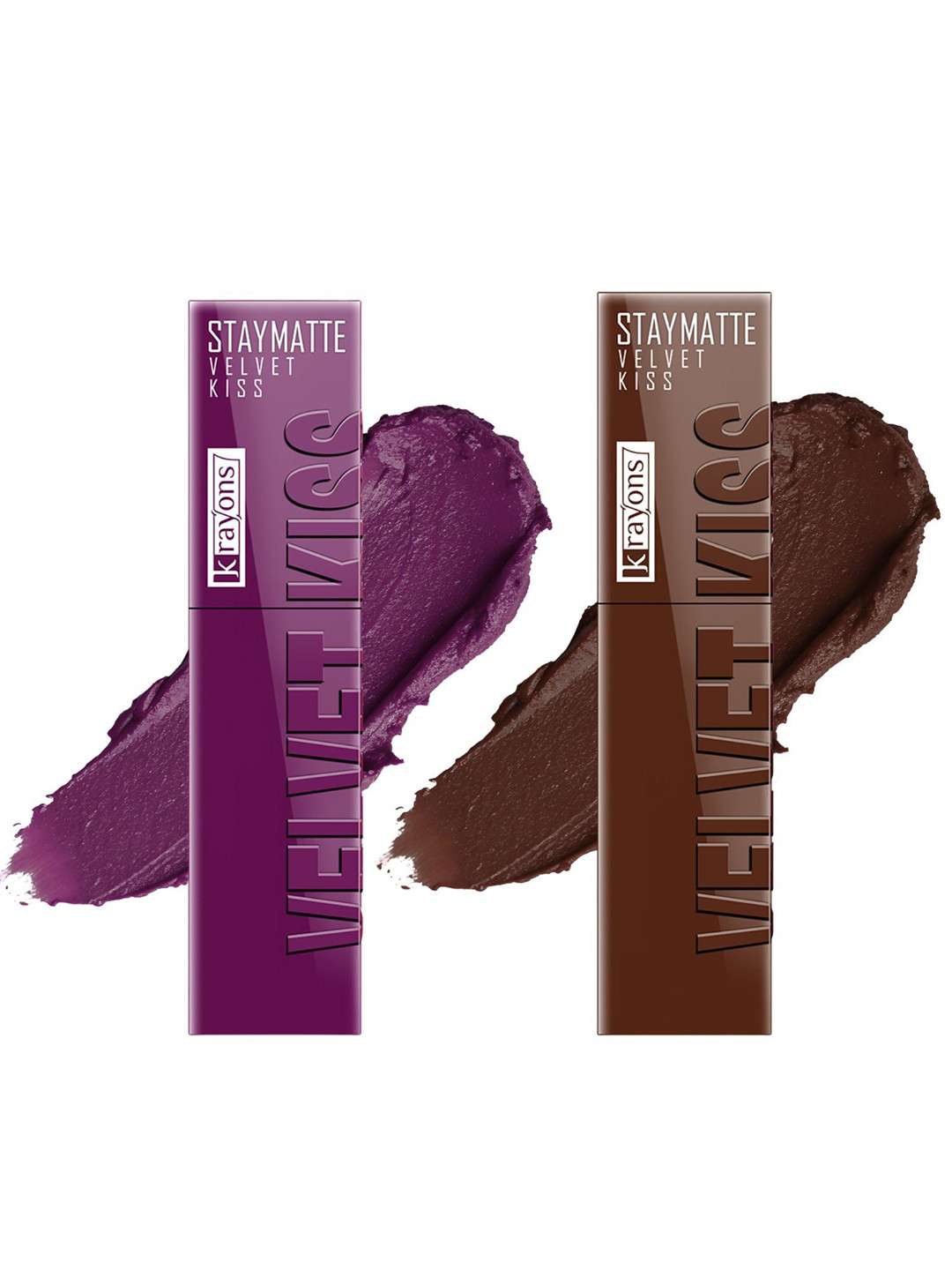 

krayons StayMatte Velvet Kiss Set Of 2 Liquid Lipstick - Burgundy-Dark Chocolate