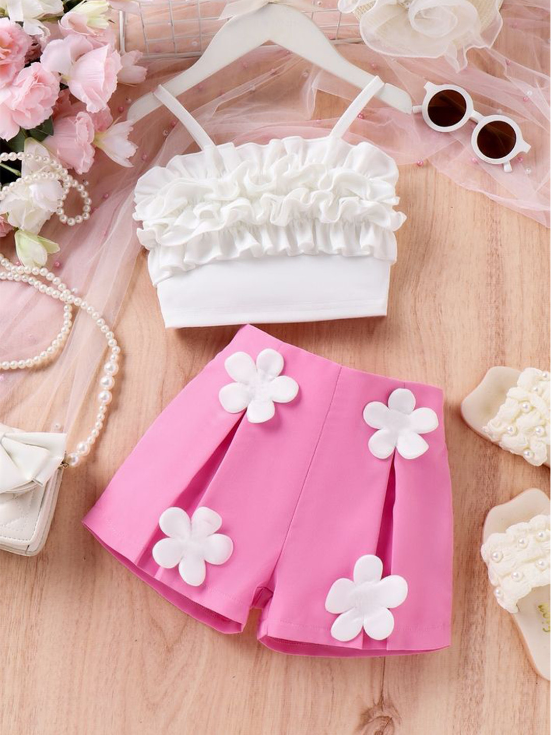 

LULU & SKY Girls Top with Skirt, Pink