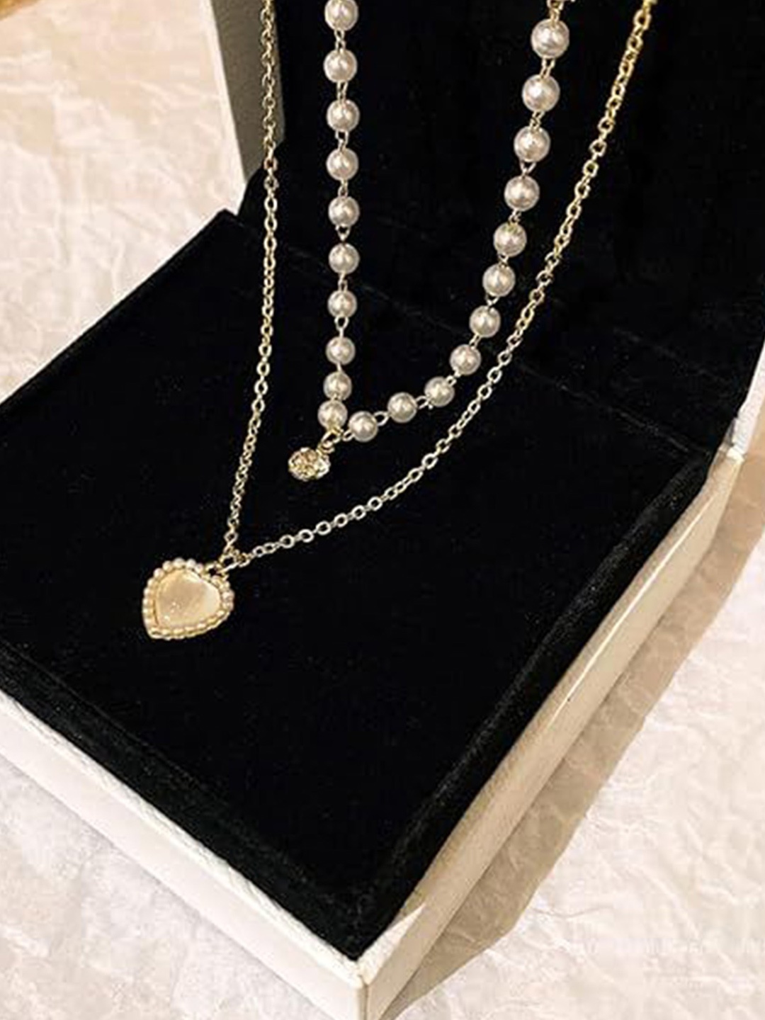 

SUBHAGALANKAR Gold-Plated Double Layered Charms Necklace