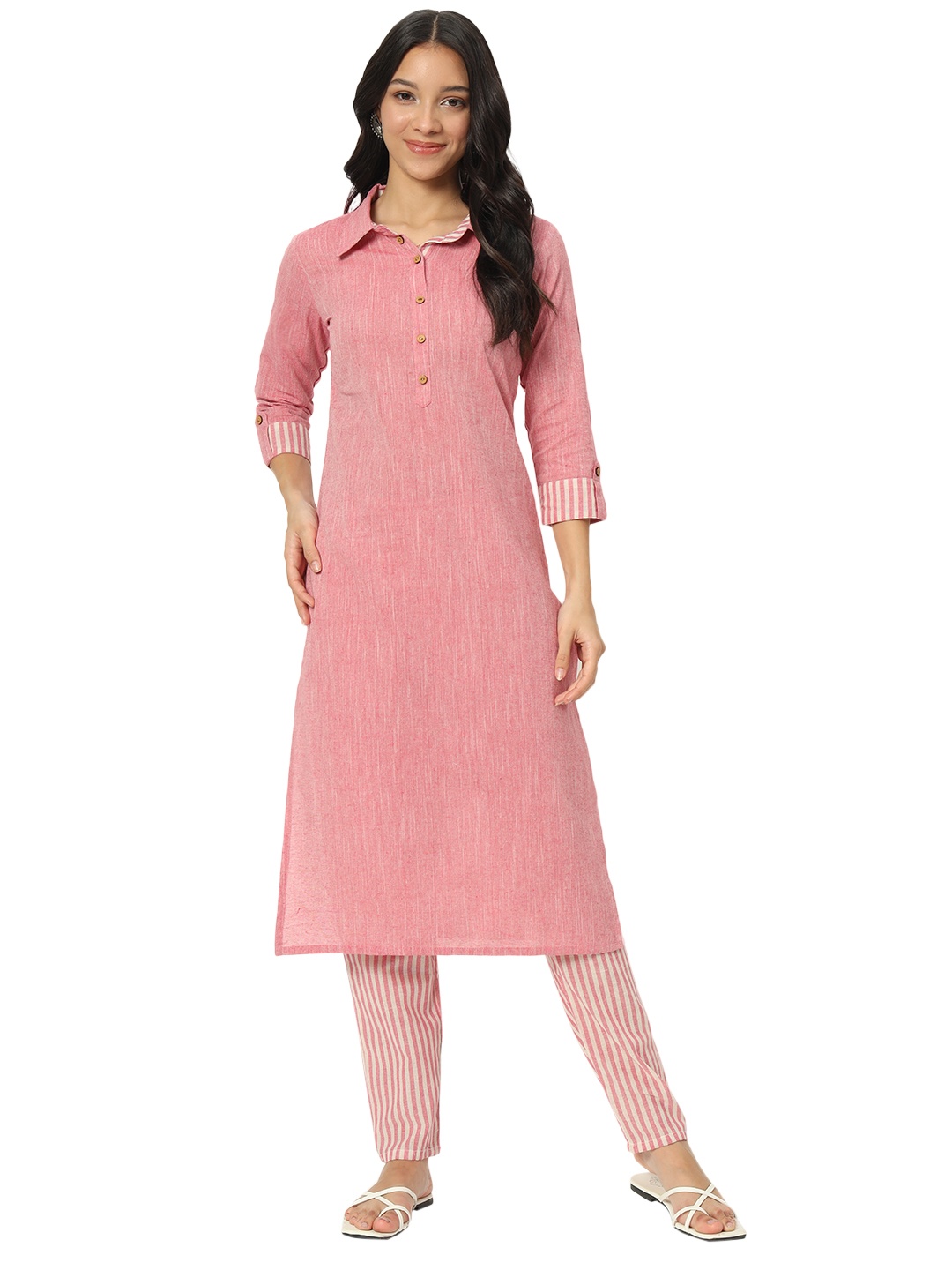 

Laad Women Printed Regular Pure Cotton Kurta with Trousers, Rose