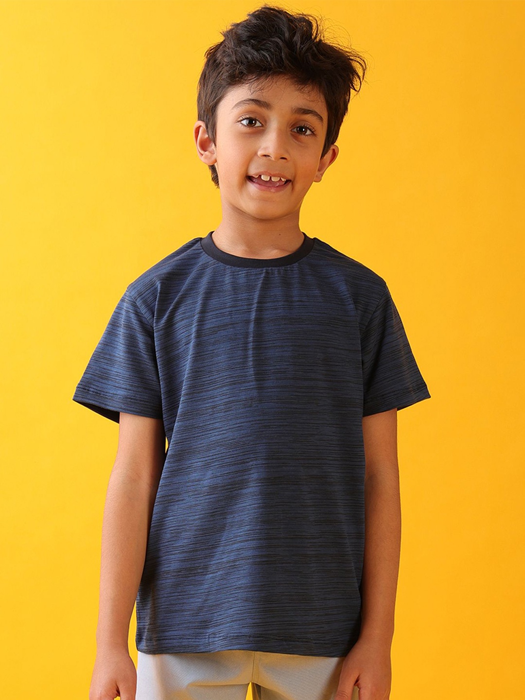 

Anthrilo Boys Printed Applique T-shirt, Navy blue