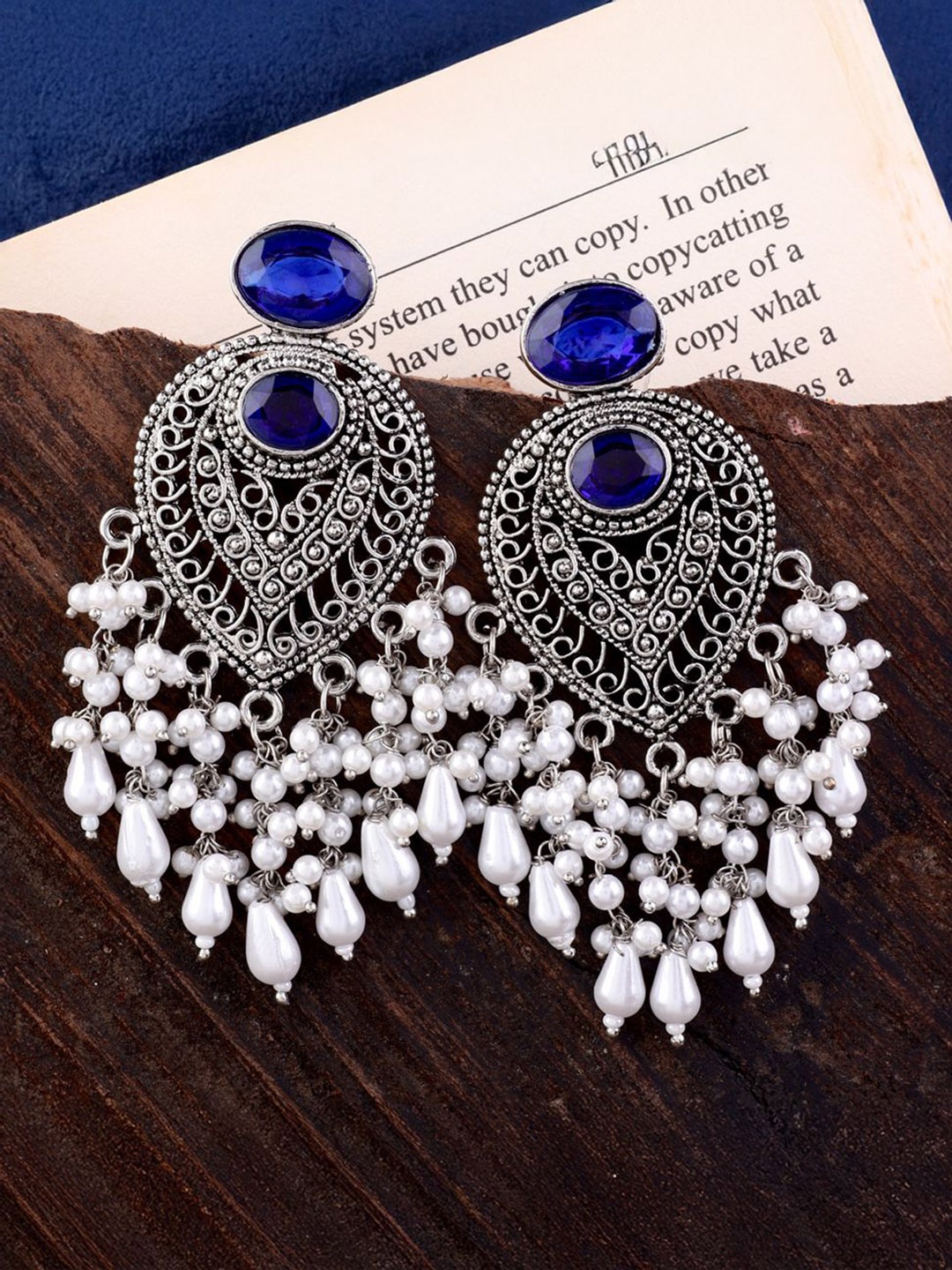 

SHONA'S STYLE Contemporary Chandbalis Earrings, Blue