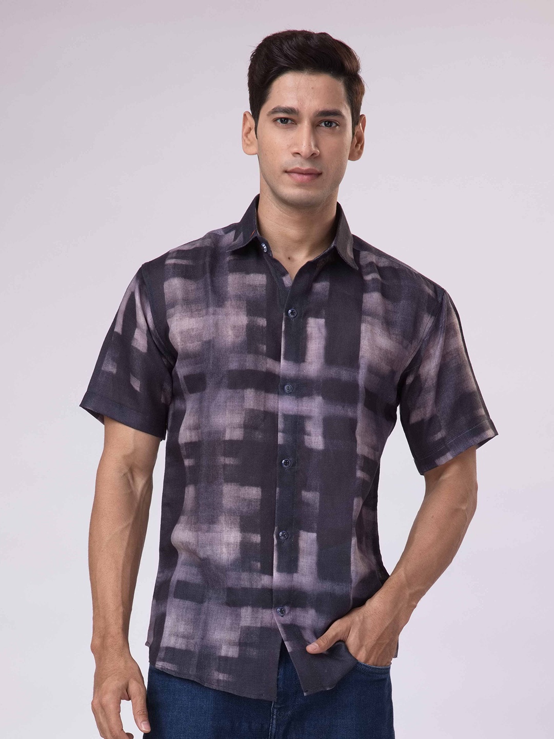 

Big Bunny Men Custom Opaque Printed Casual Shirt, Black