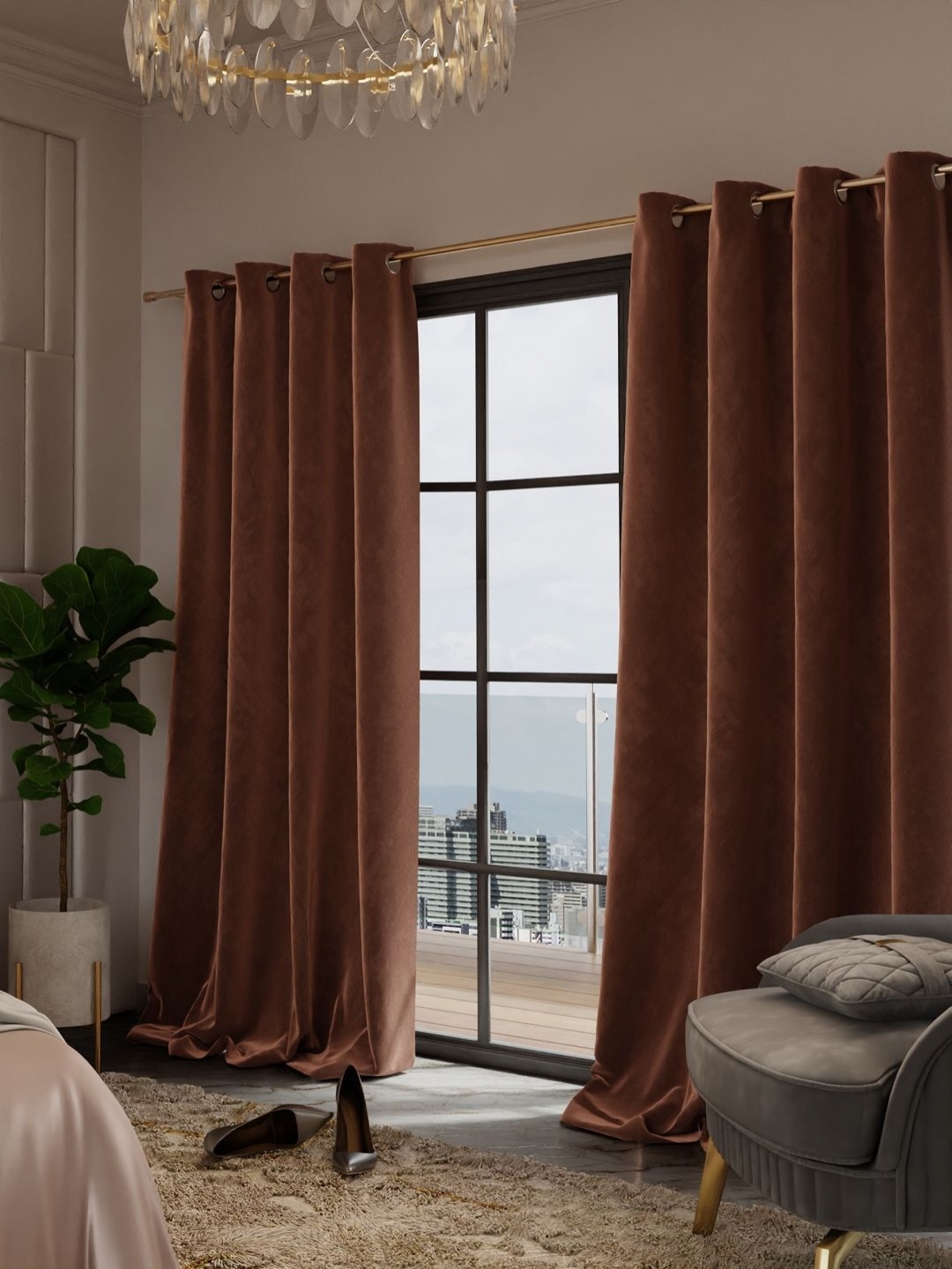

Stoa Paris Date Night Camel Brown Set of 2 Door Curtains