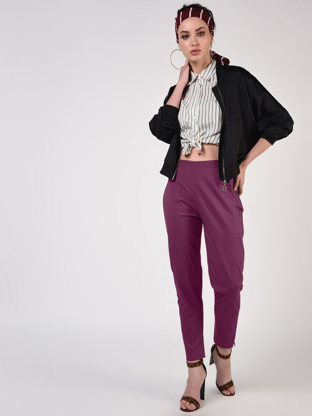 

FLOREOS Women Comfort Easy Wash Trousers, Purple