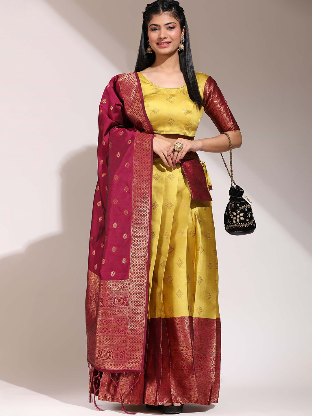 

Payu Semi-Stitched Lehenga & Unstitched Blouse With Dupatta, Yellow